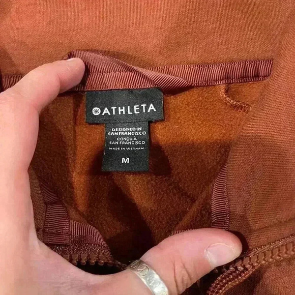 Athleta Women's Triumph Hoodie Medium Color Ancient Mahogany Athleisure Full Zip - Picture 5 of 9